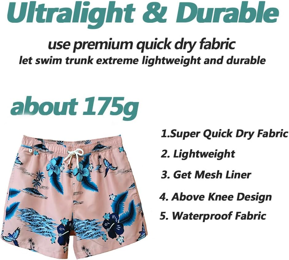 Beach Shorts Swim Trunks Quick Dry Men's Bathing Suit with Mesh Lining - Picture 104 of 111