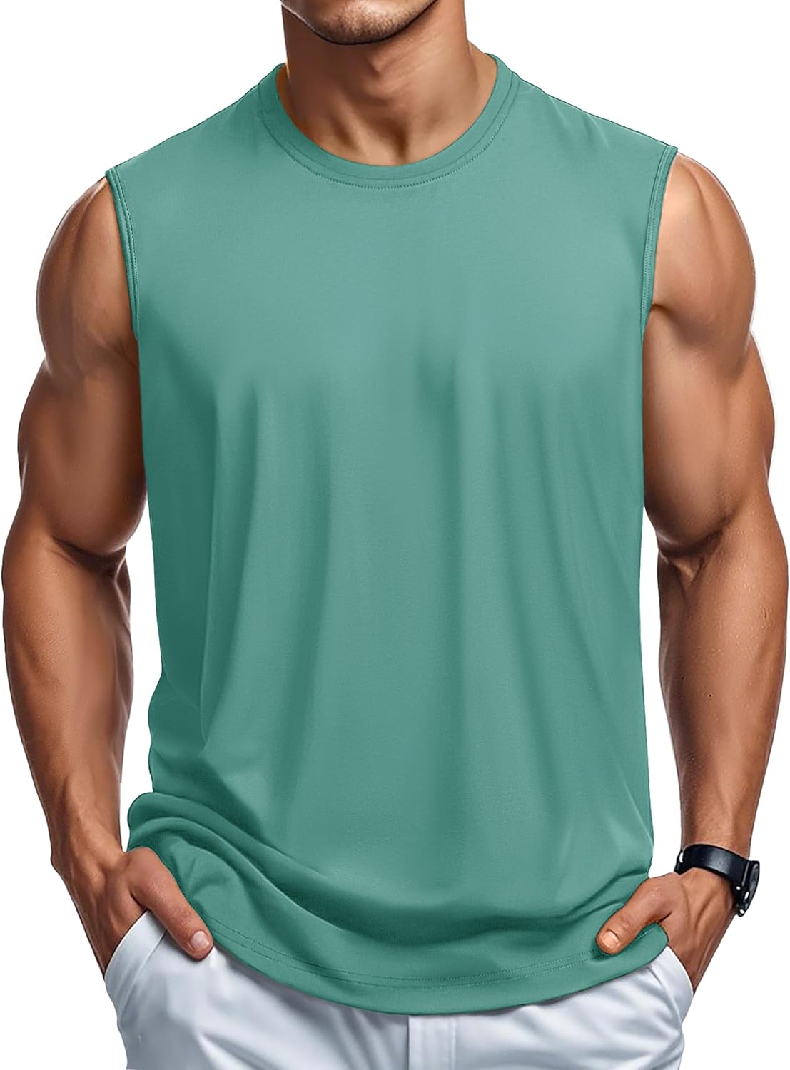 Herren Tank Top Baumwolle Muskel Training Gym Shirts Freizeit Ärmellos Shirts - Bild 149 von 197