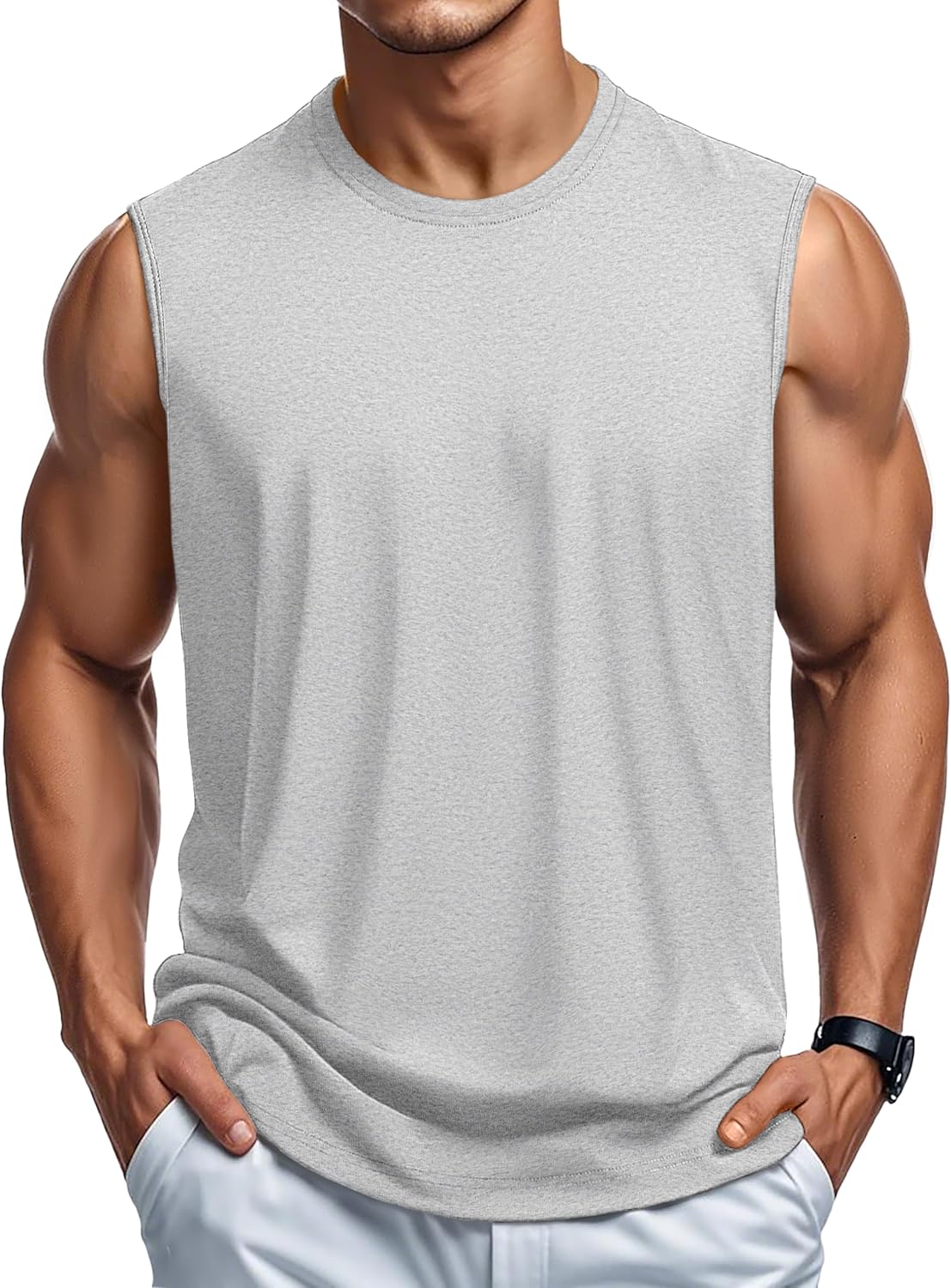 Herren Tank Top Baumwolle Muskel Training Gym Shirts Freizeit Ärmellos Shirts - Bild 163 von 197