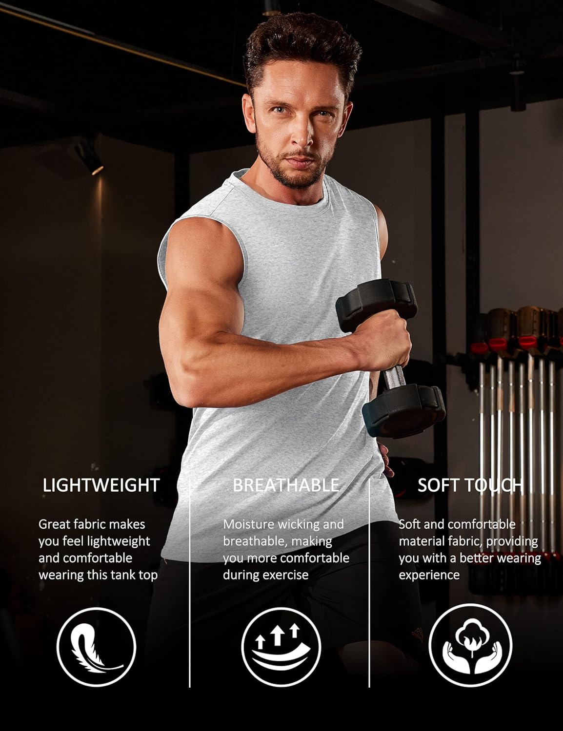 Herren Tank Top Baumwolle Muskel Training Gym Shirts Freizeit Ärmellos Shirts - Bild 165 von 197