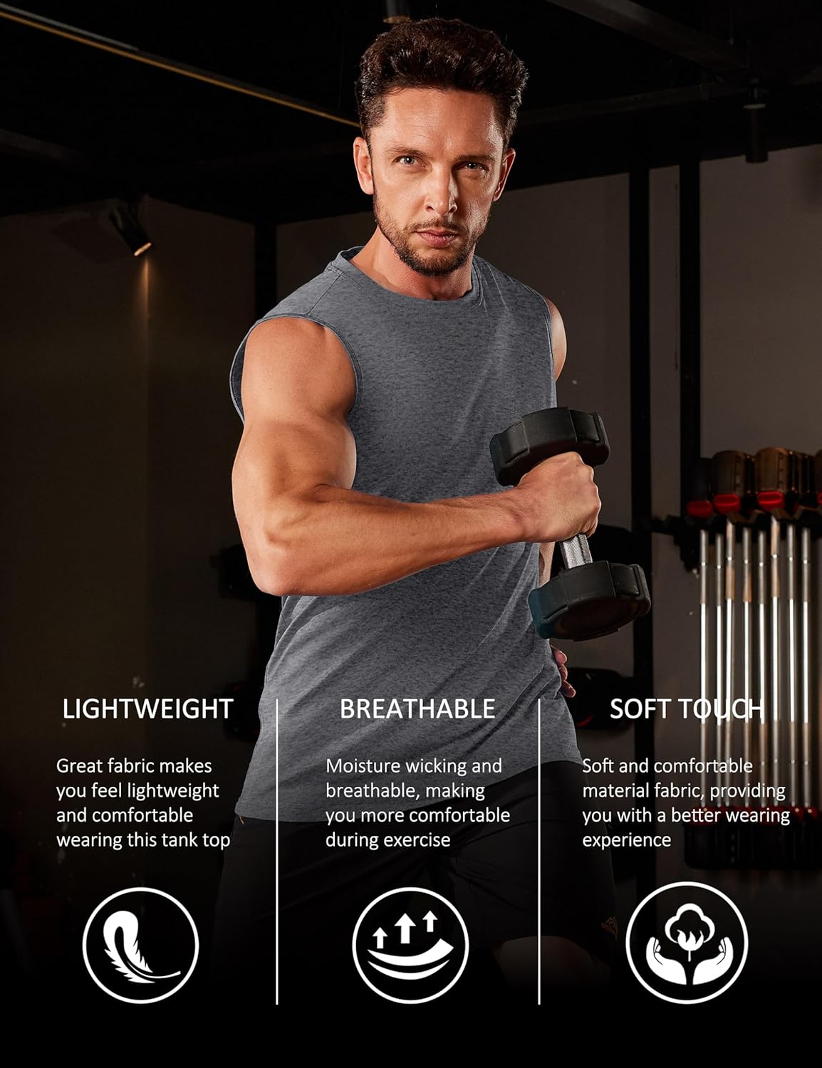 Herren Tank Top Baumwolle Muskel Training Gym Shirts Freizeit Ärmellos Shirts - Bild 172 von 197