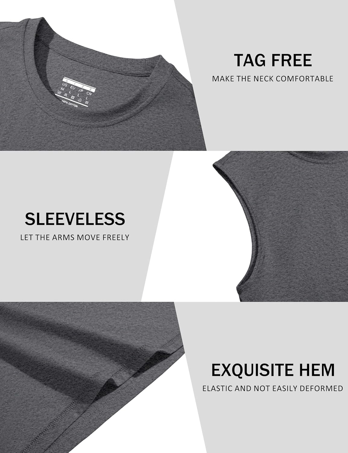 Herren Tank Top Baumwolle Muskel Training Gym Shirts Freizeit Ärmellos Shirts - Bild 174 von 197