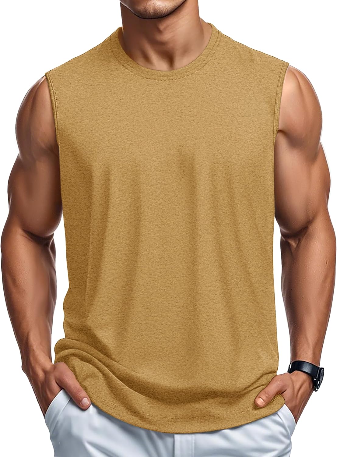 Herren Tank Top Baumwolle Muskel Training Gym Shirts Freizeit Ärmellos Shirts - Bild 177 von 197