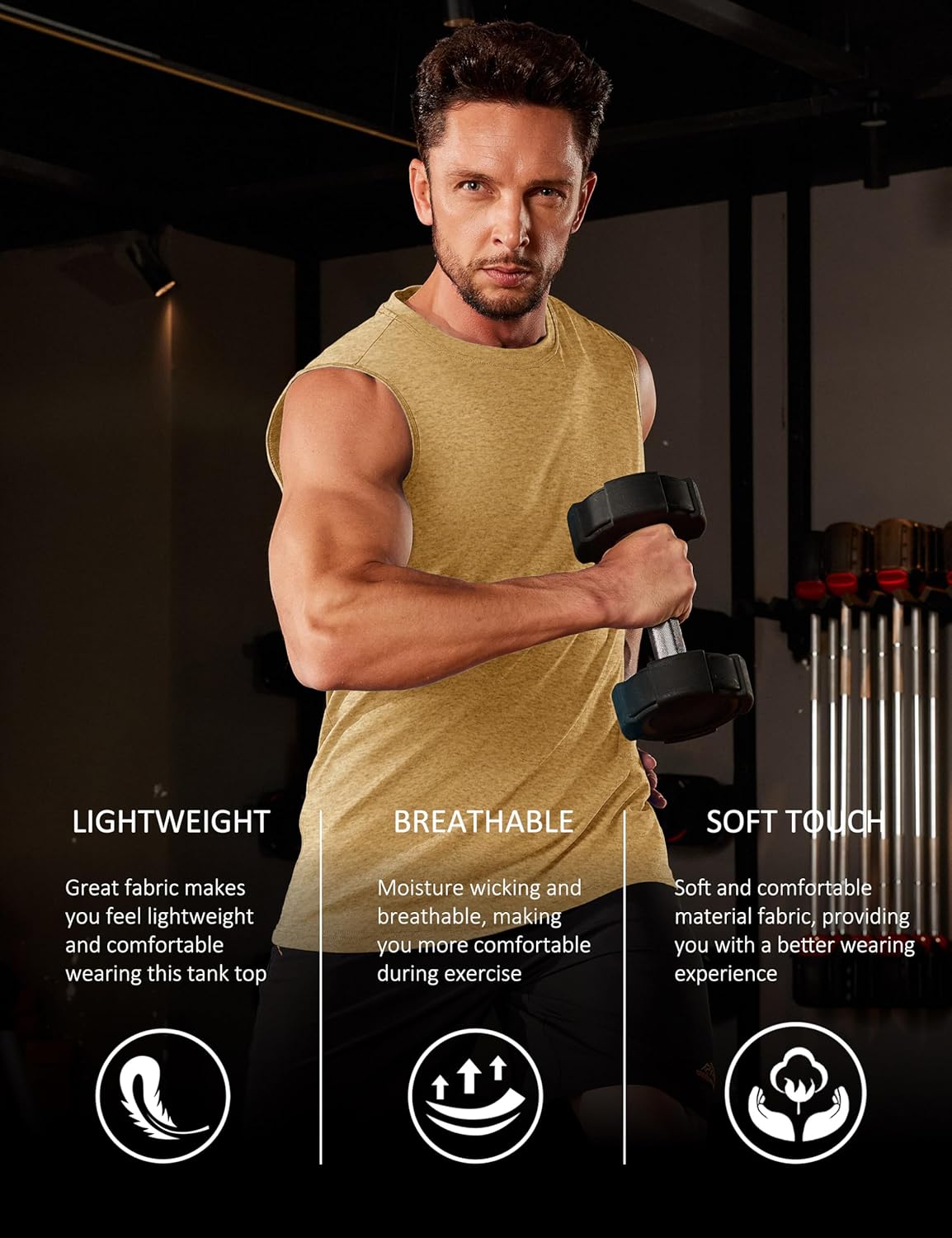 Herren Tank Top Baumwolle Muskel Training Gym Shirts Freizeit Ärmellos Shirts - Bild 179 von 197