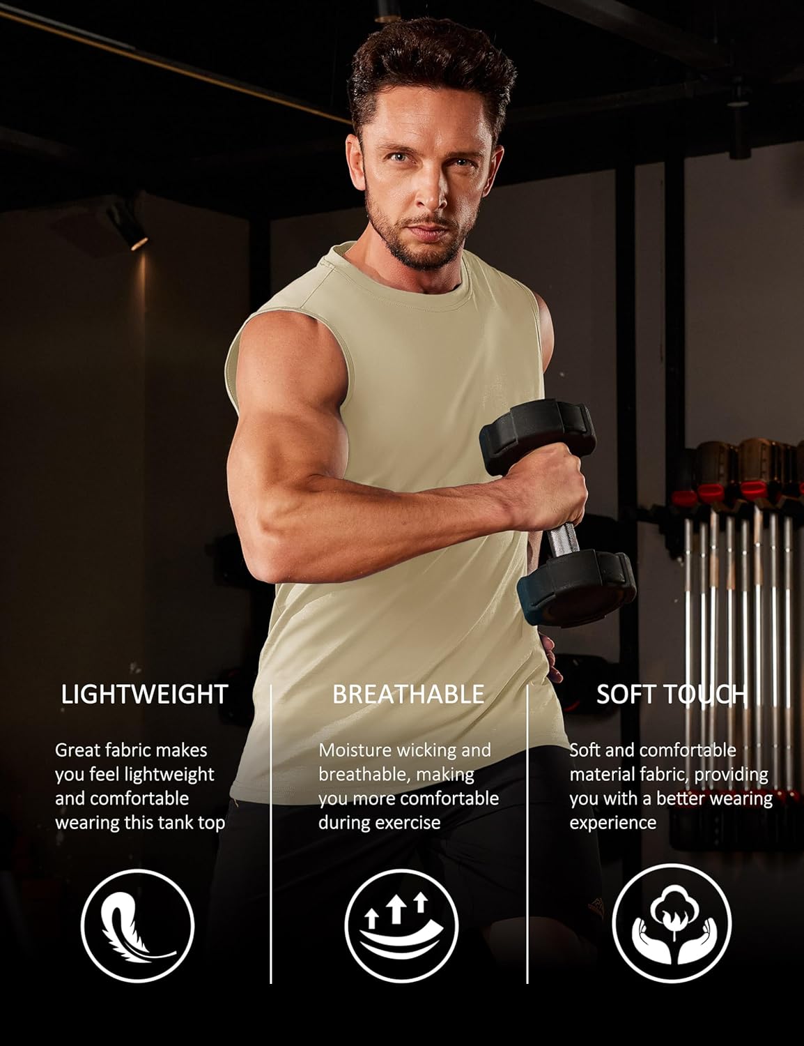 Herren Tank Top Baumwolle Muskel Training Gym Shirts Freizeit Ärmellos Shirts - Bild 186 von 197