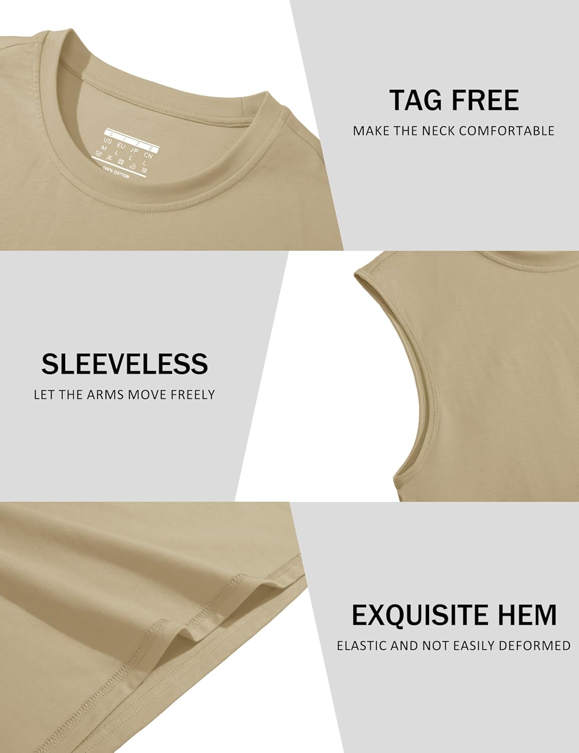 Herren Tank Top Baumwolle Muskel Training Gym Shirts Freizeit Ärmellos Shirts - Bild 188 von 197