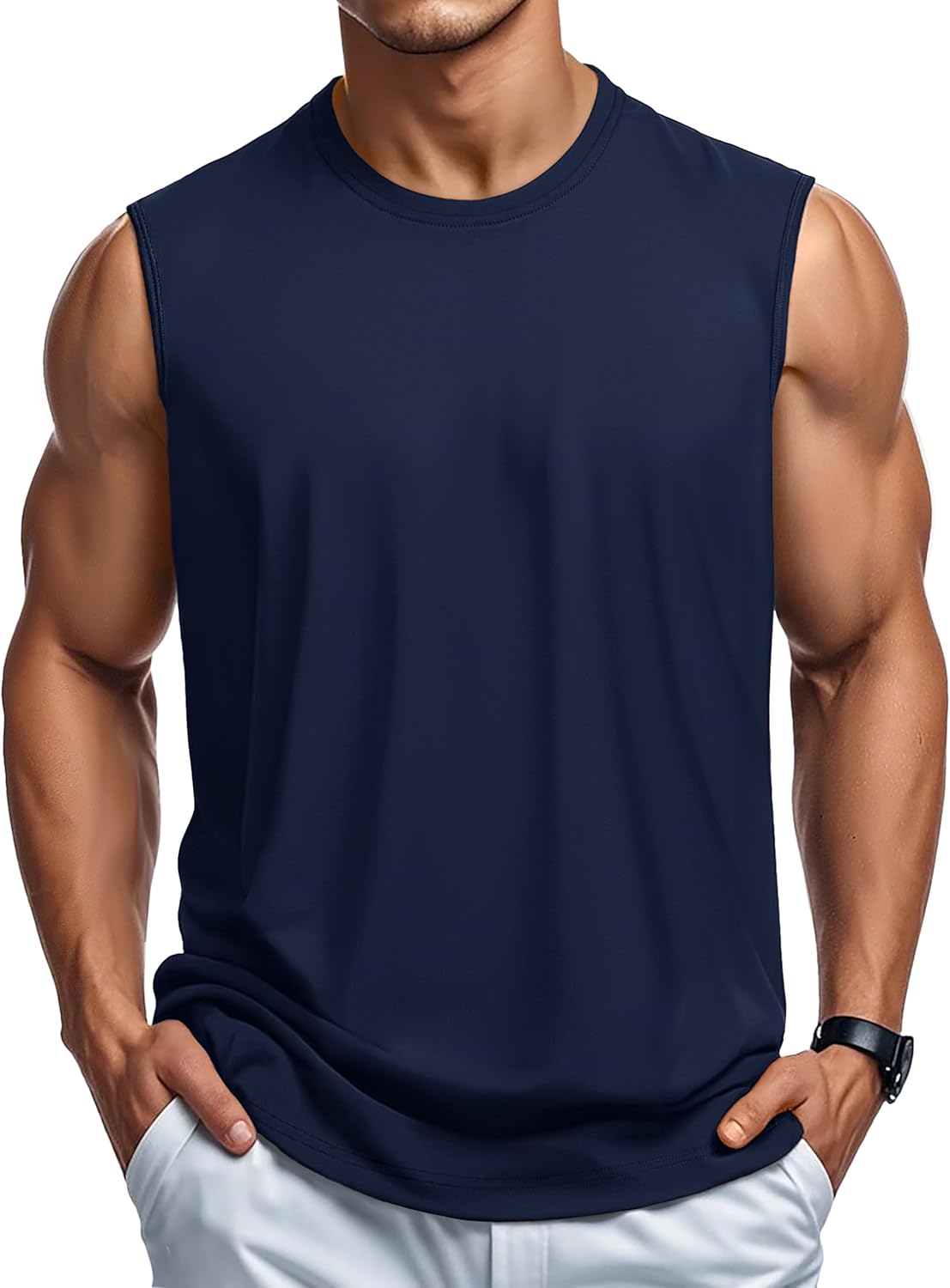 Herren Tank Top Baumwolle Muskel Training Gym Shirts Freizeit Ärmellos Shirts - Bild 191 von 197