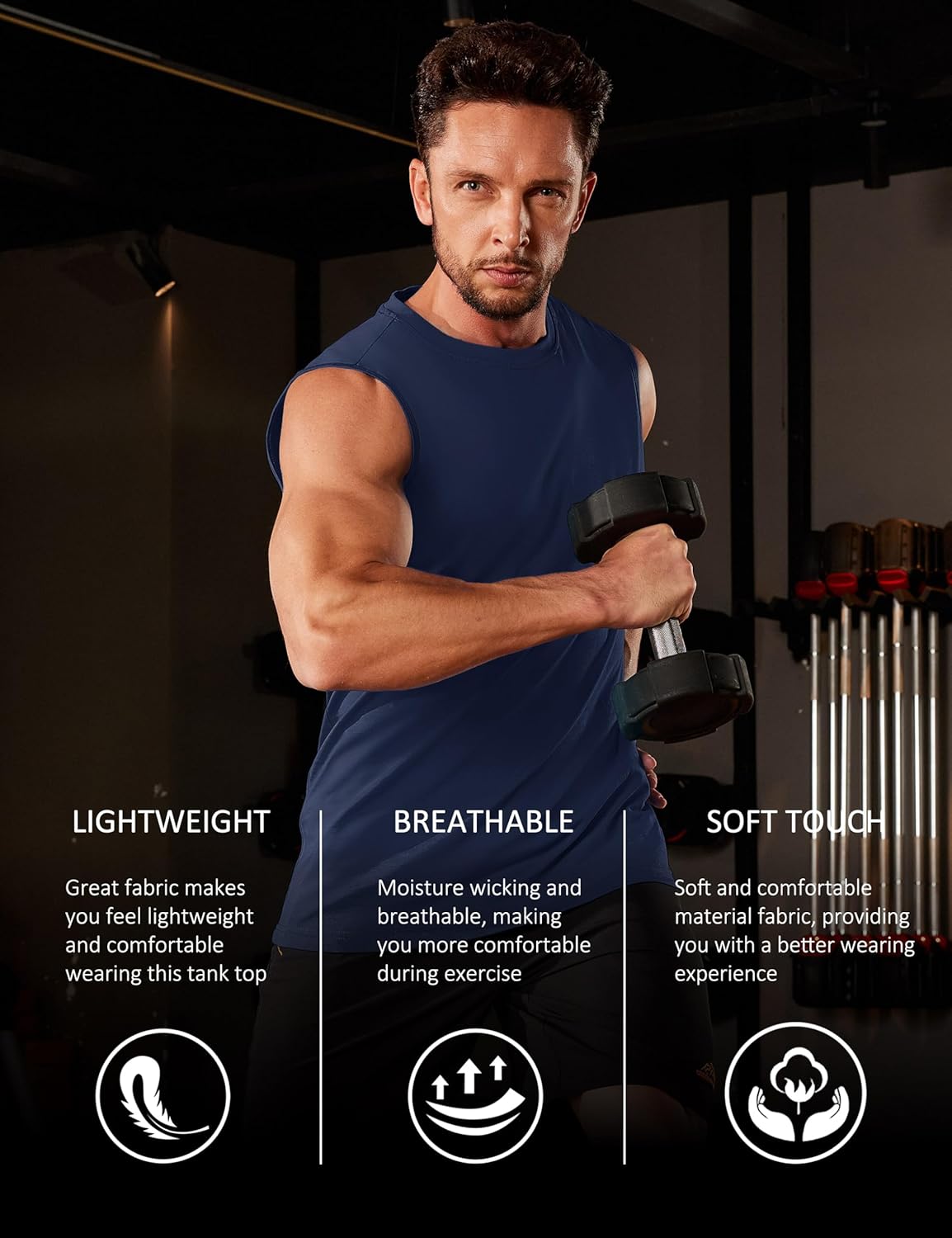 Herren Tank Top Baumwolle Muskel Training Gym Shirts Freizeit Ärmellos Shirts - Bild 193 von 197