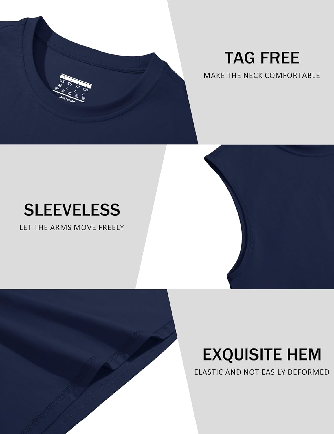 Herren Tank Top Baumwolle Muskel Training Gym Shirts Freizeit Ärmellos Shirts - Bild 195 von 197
