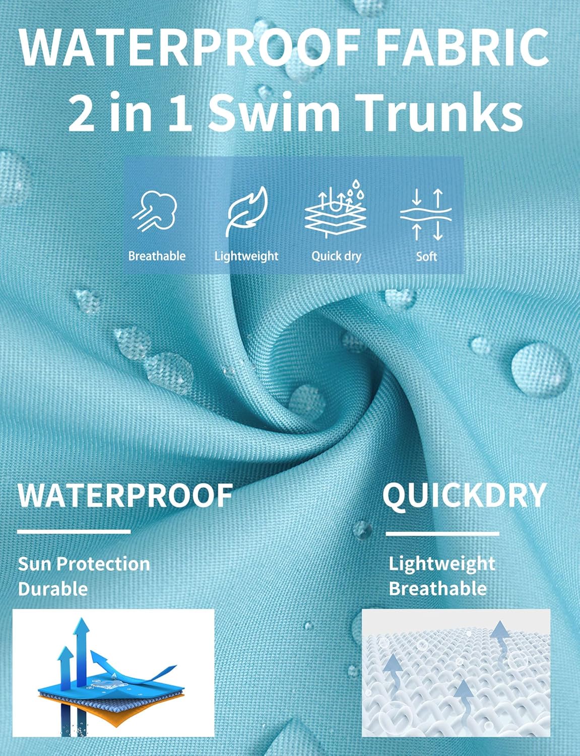 Mens Swim Trunks with Compression Liner 9'' Inseam Quick Dry Swimsuit Shorts - Picture 46 of 155