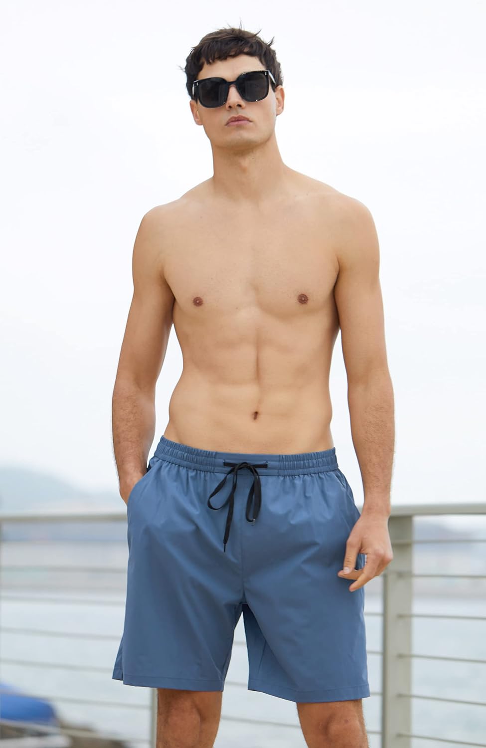 Herren Badehose Liner Boardshorts schnelltrocknend Badeshorts mit Reißverschlusstaschen - Bild 42 von 61