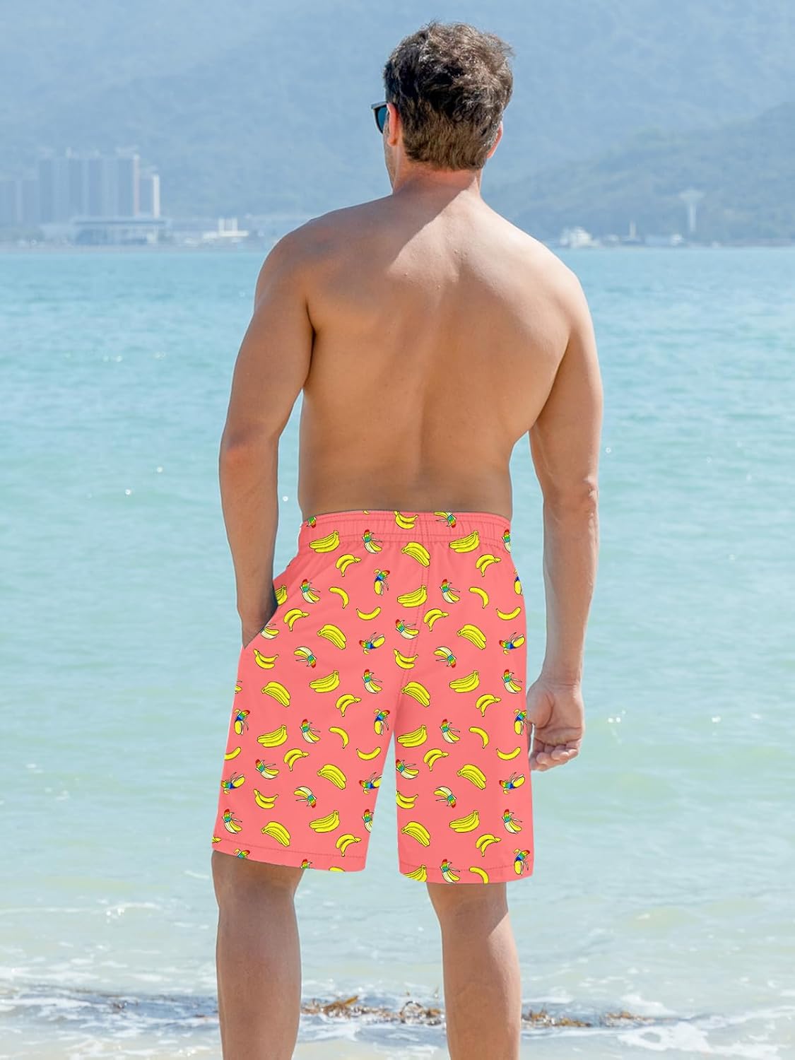 Mens Swim Trunks with Compression Liner 9'' Inseam Quick Dry Swimsuit Shorts - Picture 110 of 155