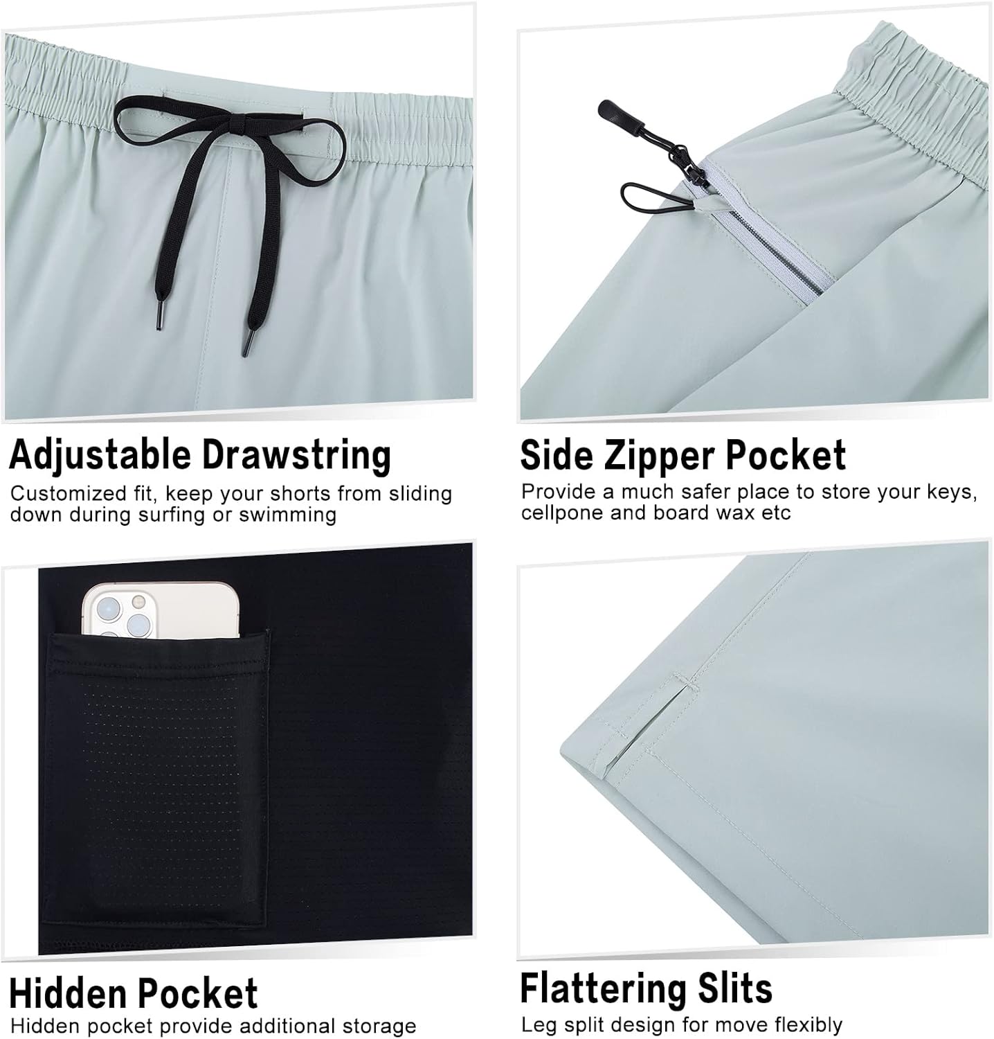 Herren Badehose Liner Boardshorts schnelltrocknend Badeshorts mit Reißverschlusstaschen - Bild 61 von 61