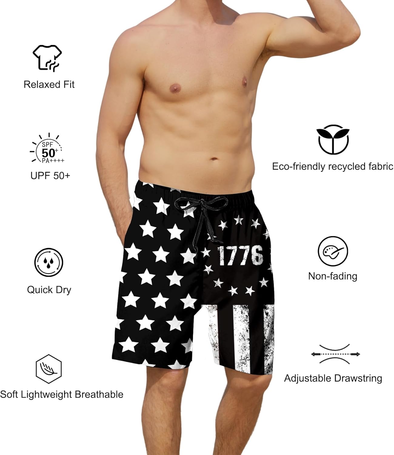 Herren Badehose schnelltrocknend Boardshorts Badeanzug mit Taschen Netzfutter - Bild 27 von 85