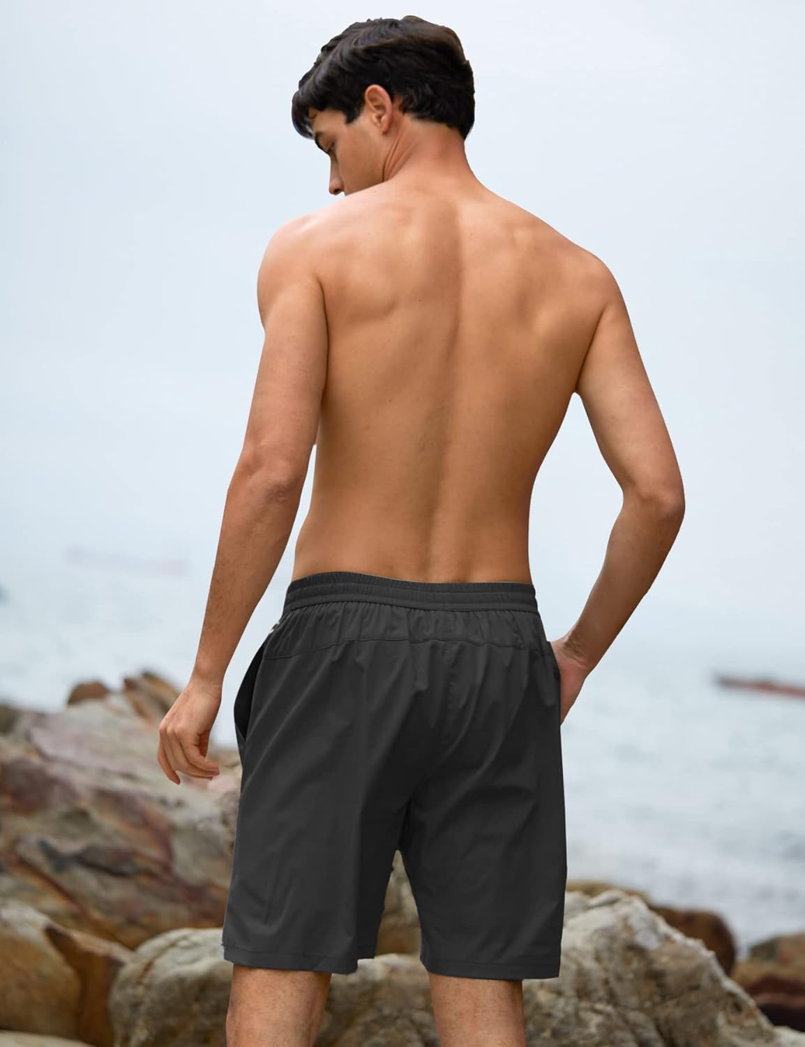 Herren Badehose Liner Boardshorts schnelltrocknend Badeshorts mit Reißverschlusstaschen - Bild 29 von 61