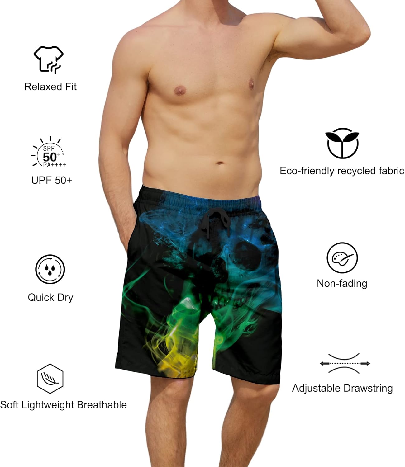 Herren Badehose schnelltrocknend Boardshorts Badeanzug mit Taschen Netzfutter - Bild 36 von 85