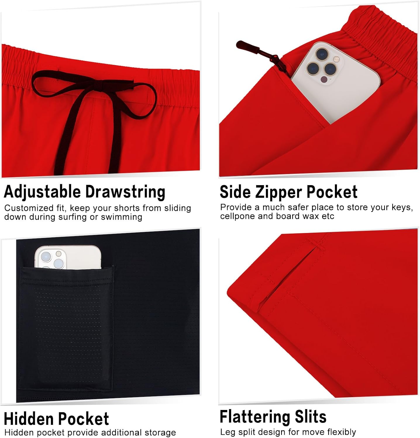 Herren Badehose Liner Boardshorts schnelltrocknend Badeshorts mit Reißverschlusstaschen - Bild 50 von 61