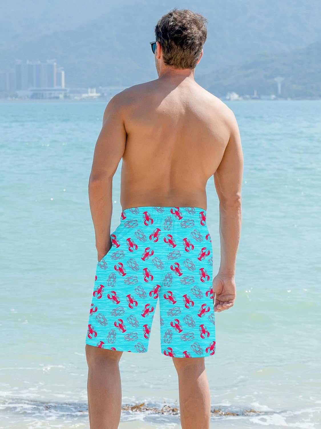 Mens Swim Trunks with Compression Liner 9'' Inseam Quick Dry Swimsuit Shorts - Picture 118 of 155