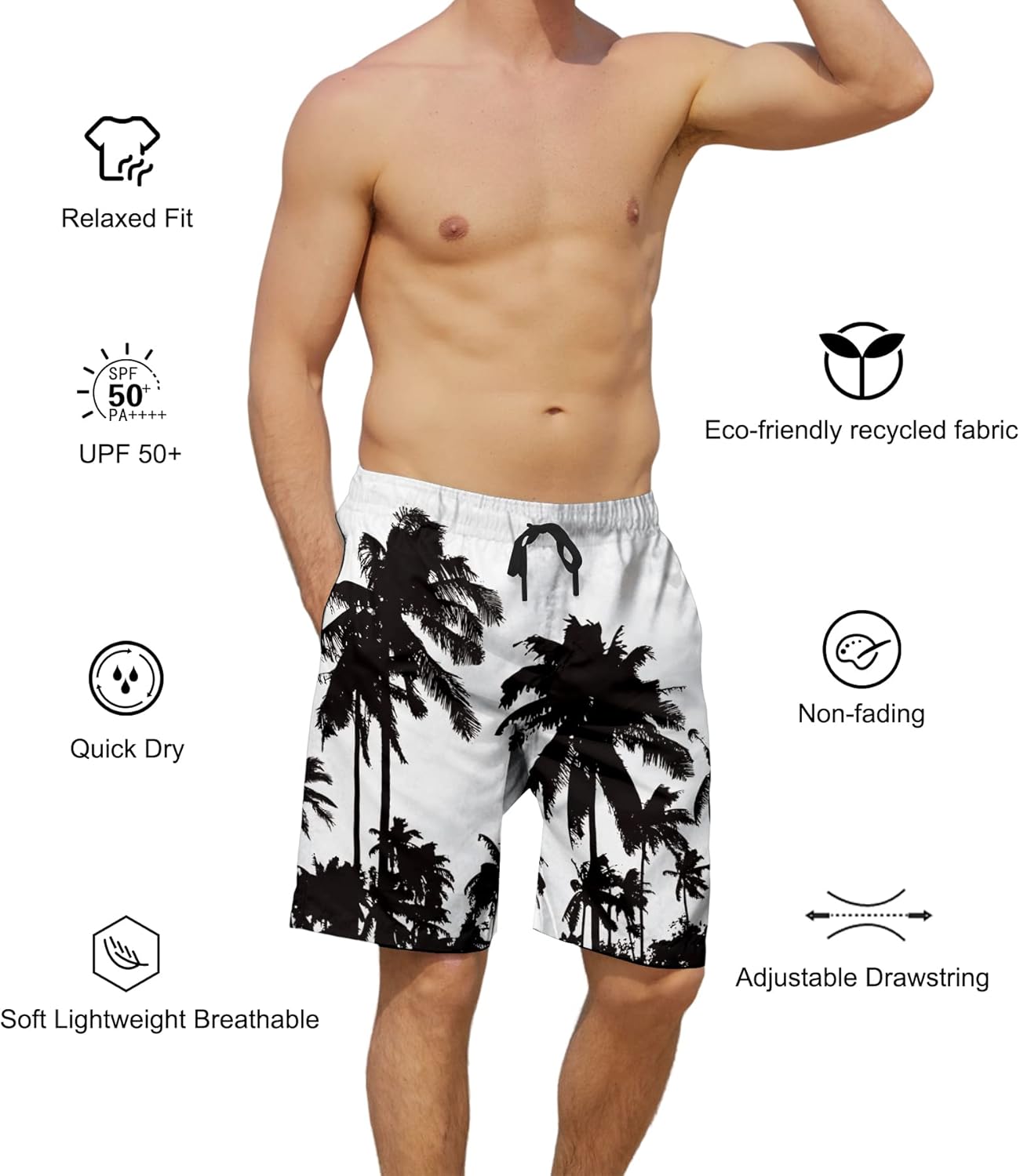 Herren Badehose schnelltrocknend Boardshorts Badeanzug mit Taschen Netzfutter - Bild 51 von 85