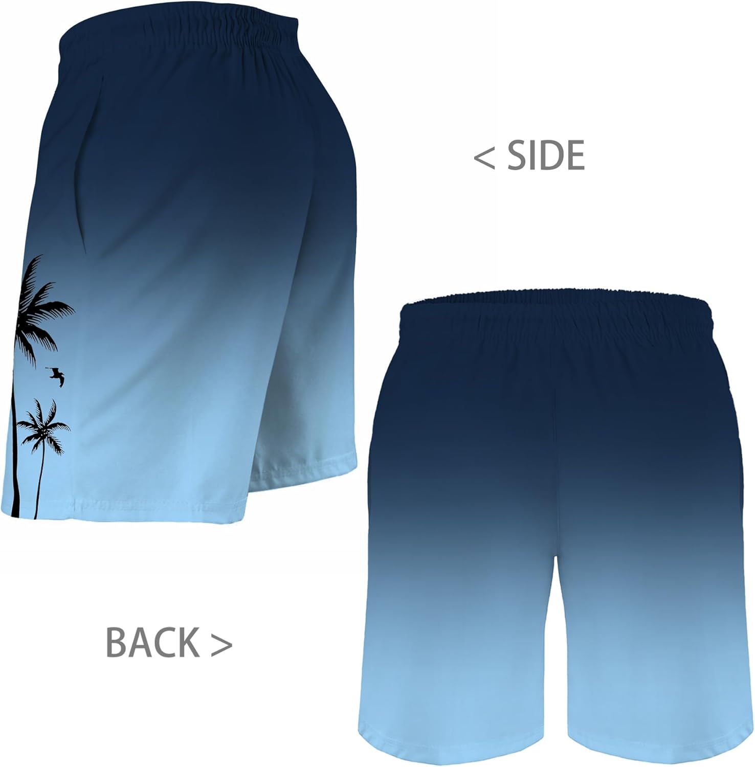 Men's Swim Trunk Hawaiian Mesh Lining Swimsuits Beach Shorts with Pockets - Picture 34 of 138