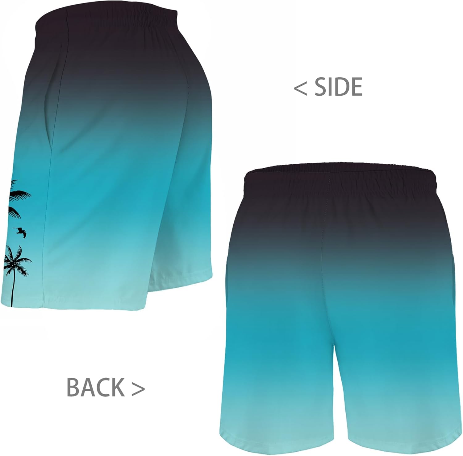 Men's Swim Trunk Hawaiian Mesh Lining Swimsuits Beach Shorts with Pockets - Picture 45 of 138