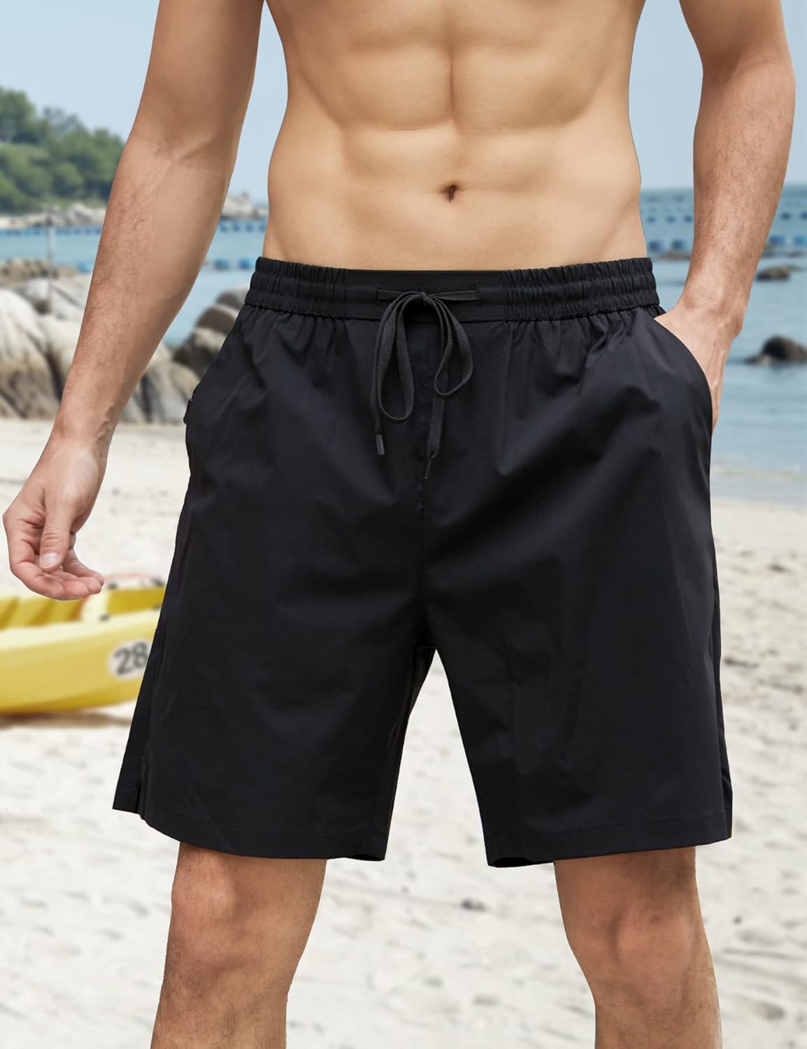 Herren Badehose Liner Boardshorts schnelltrocknend Badeshorts mit Reißverschlusstaschen - Bild 23 von 61