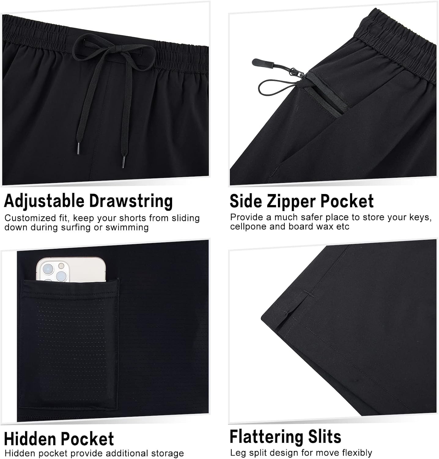 Herren Badehose Liner Boardshorts schnelltrocknend Badeshorts mit Reißverschlusstaschen - Bild 26 von 61