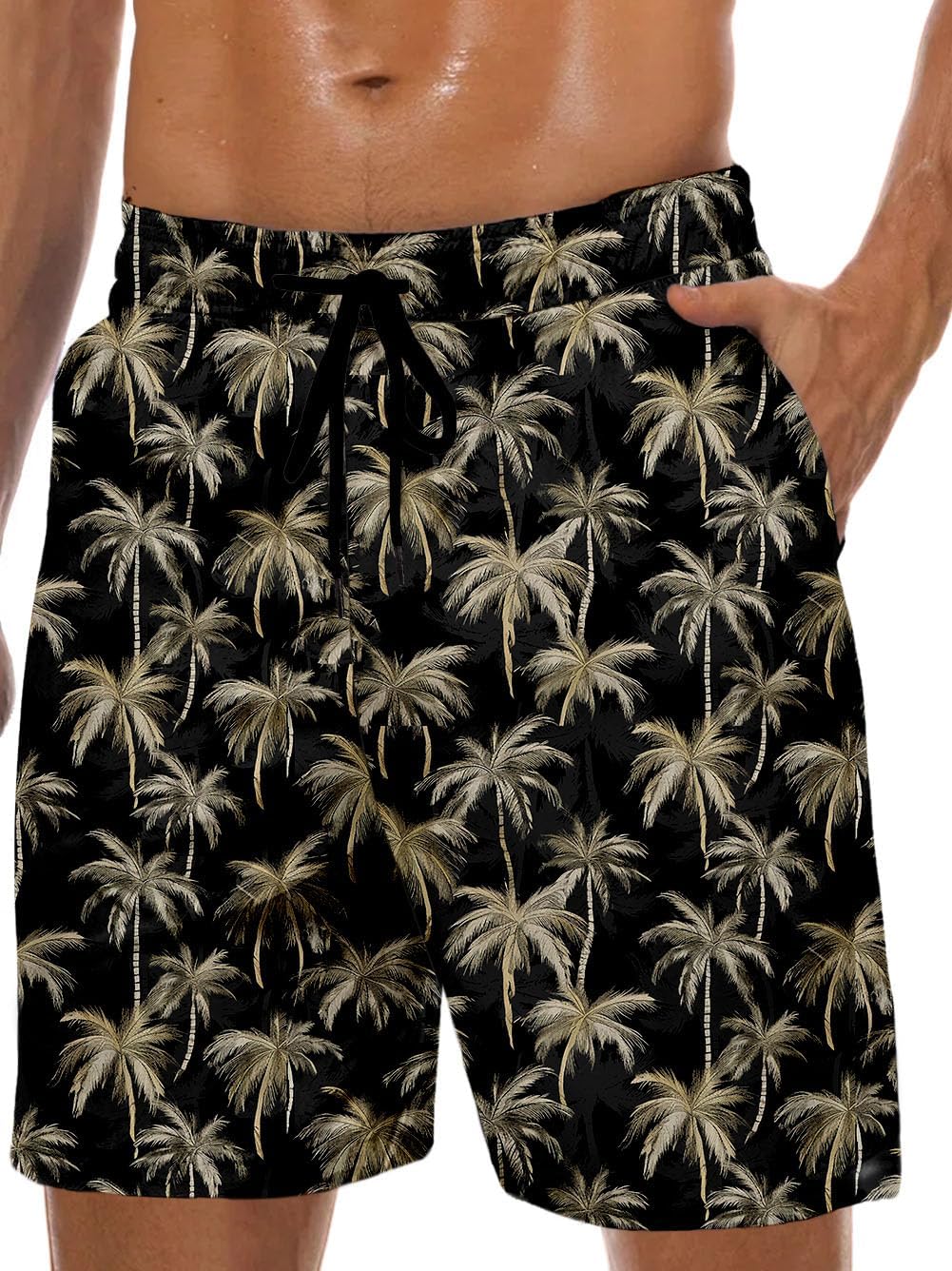 Men's Swim Trunk Hawaiian Mesh Lining Swimsuits Beach Shorts with Pockets - Picture 64 of 138