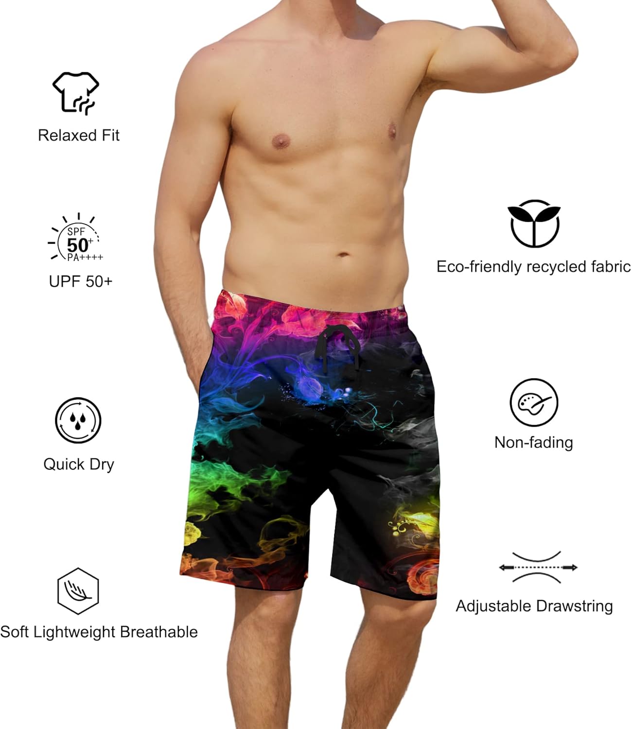 Herren Badehose schnelltrocknend Boardshorts Badeanzug mit Taschen Netzfutter - Bild 80 von 85