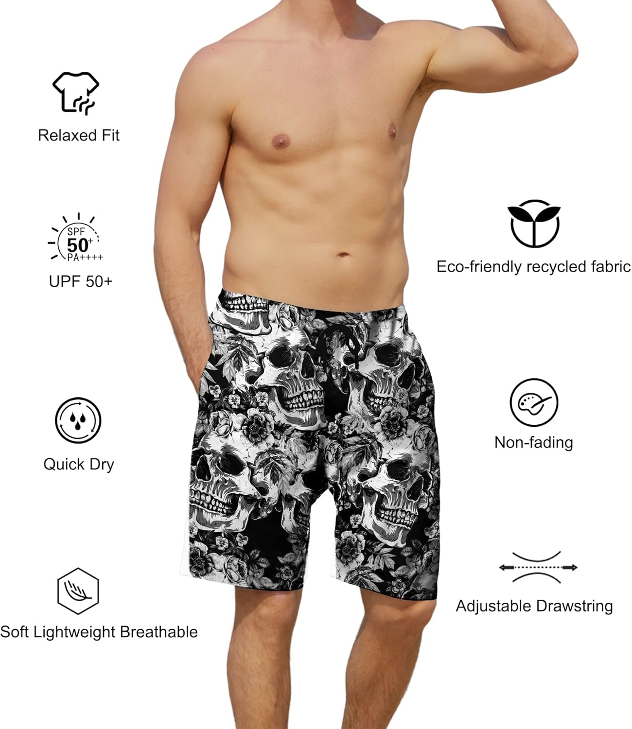 Herren Badehose schnelltrocknend Boardshorts Badeanzug mit Taschen Netzfutter - Bild 84 von 85