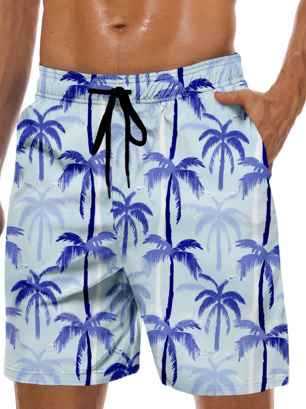 Men's Swim Trunk Hawaiian Mesh Lining Swimsuits Beach Shorts with Pockets - Picture 69 of 138