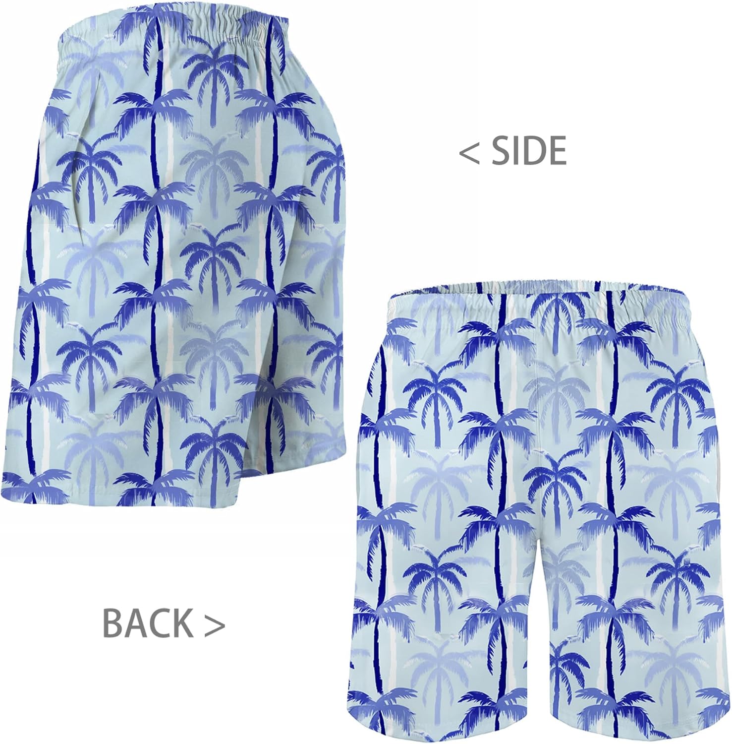 Men's Swim Trunk Hawaiian Mesh Lining Swimsuits Beach Shorts with Pockets - Picture 70 of 138