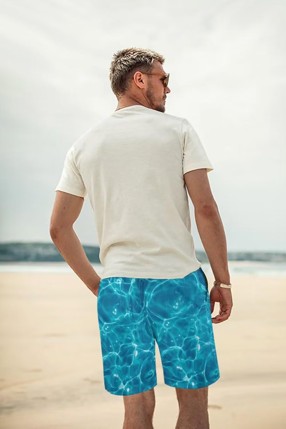 Men's Swim Trunk Hawaiian Mesh Lining Swimsuits Beach Shorts with Pockets - Picture 89 of 138