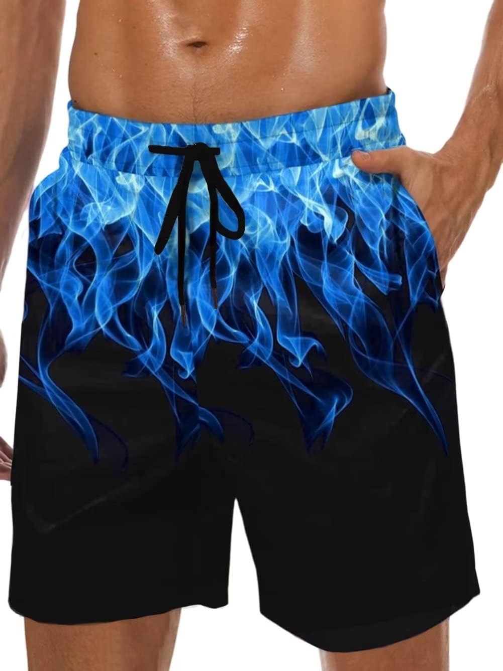 Men's Swim Trunk Hawaiian Mesh Lining Swimsuits Beach Shorts with Pockets - Picture 90 of 138