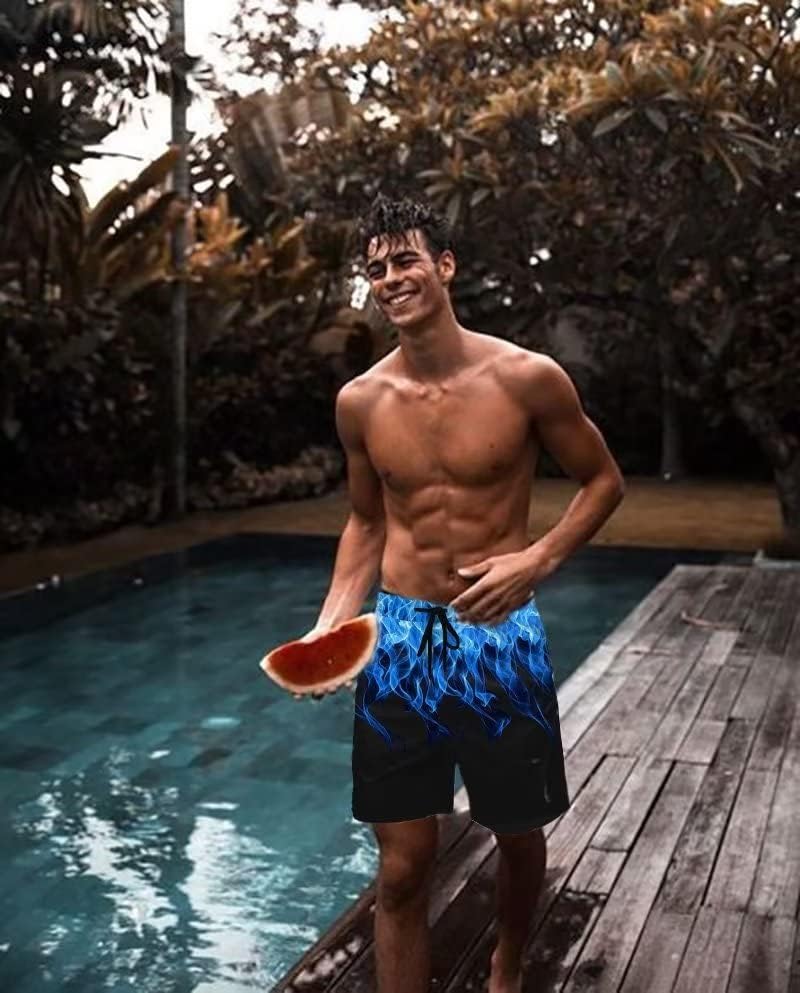 Men's Swim Trunk Hawaiian Mesh Lining Swimsuits Beach Shorts with Pockets - Picture 94 of 138