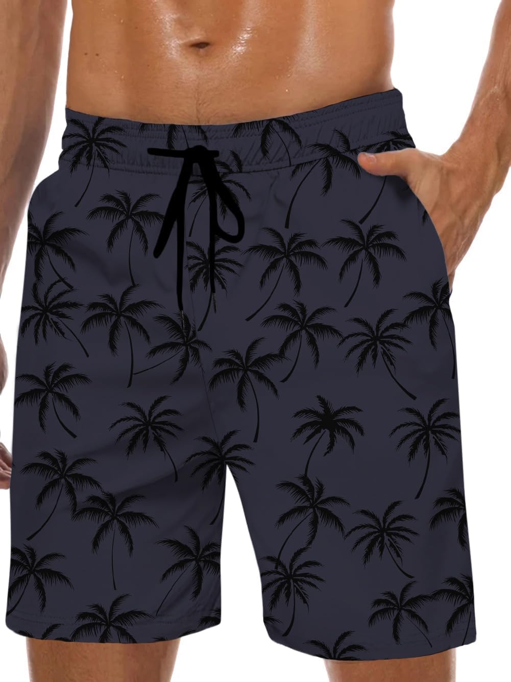 Men's Swim Trunk Hawaiian Mesh Lining Swimsuits Beach Shorts with Pockets - Picture 96 of 138