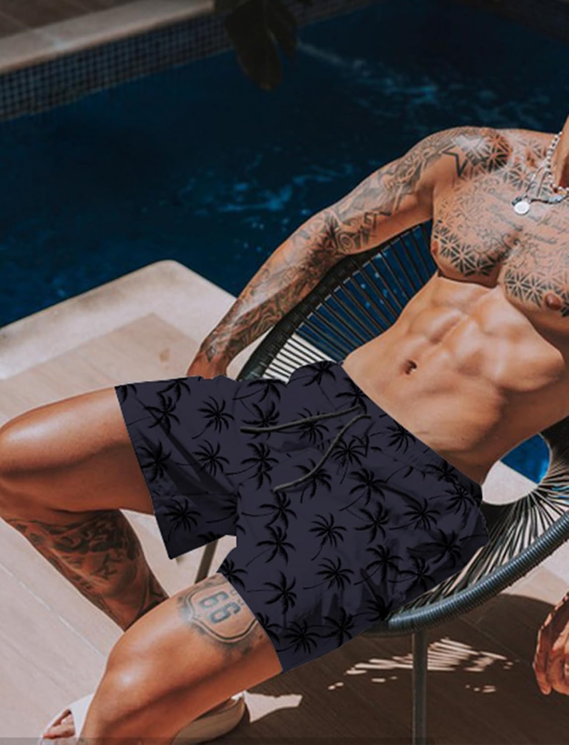 Men's Swim Trunk Hawaiian Mesh Lining Swimsuits Beach Shorts with Pockets - Picture 97 of 138