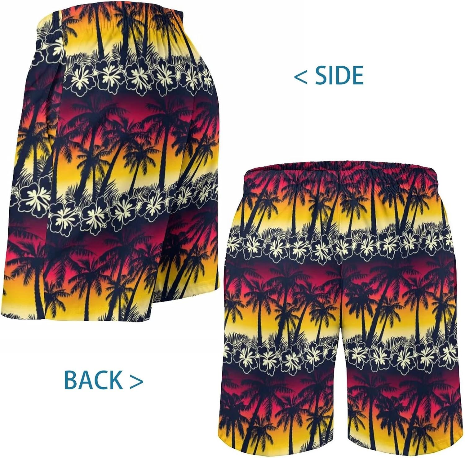 Men's Swim Trunk Hawaiian Mesh Lining Swimsuits Beach Shorts with Pockets - Picture 106 of 138