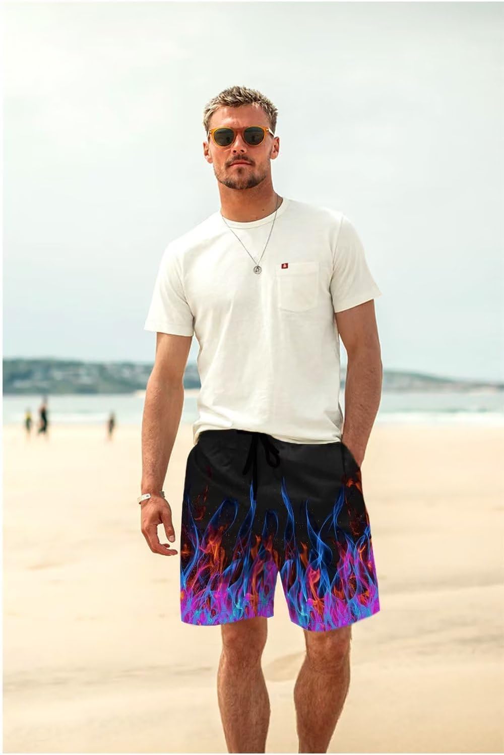 Men's Swim Trunk Hawaiian Mesh Lining Swimsuits Beach Shorts with Pockets - Picture 116 of 138