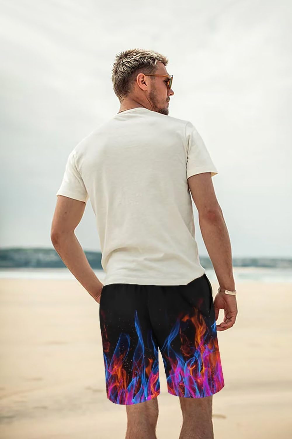 Men's Swim Trunk Hawaiian Mesh Lining Swimsuits Beach Shorts with Pockets - Picture 117 of 138