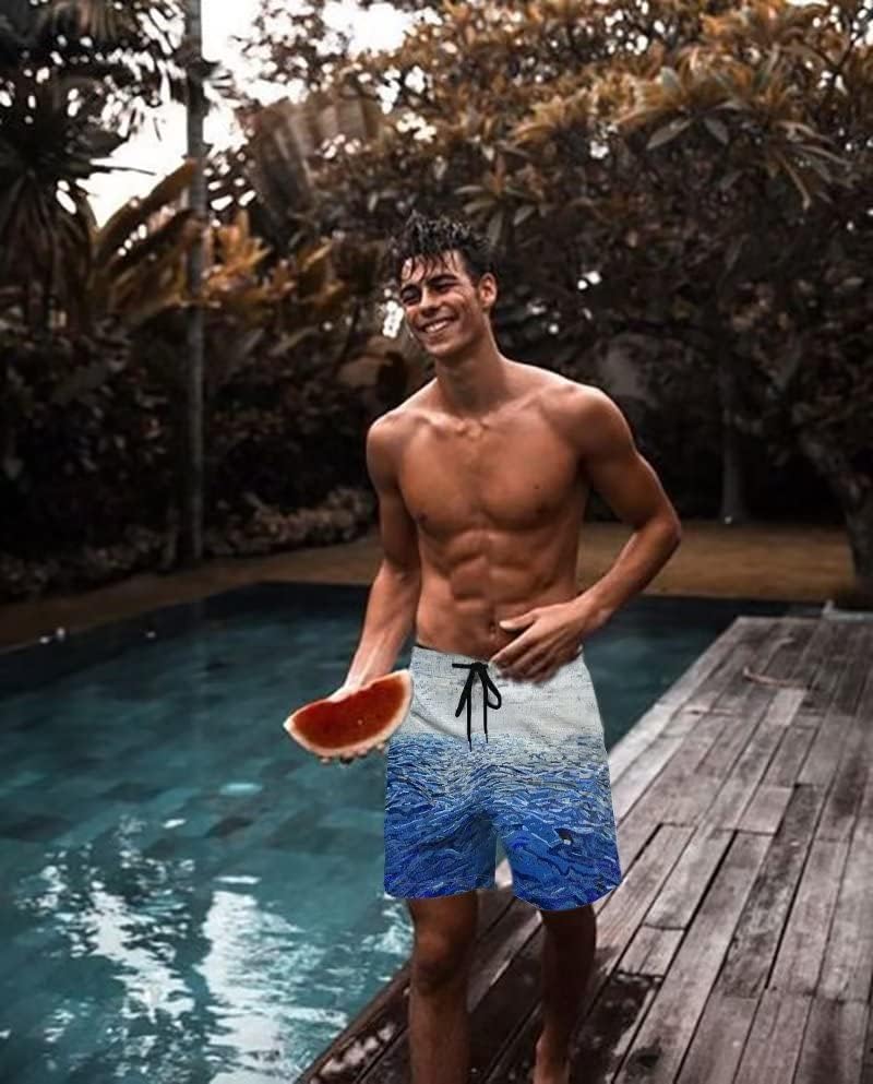 Men's Swim Trunk Hawaiian Mesh Lining Swimsuits Beach Shorts with Pockets - Picture 123 of 138