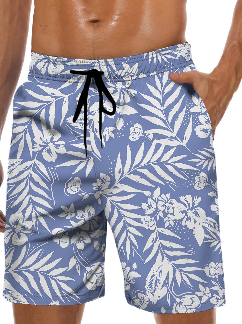 Men's Swim Trunk Hawaiian Mesh Lining Swimsuits Beach Shorts with Pockets - Picture 129 of 138
