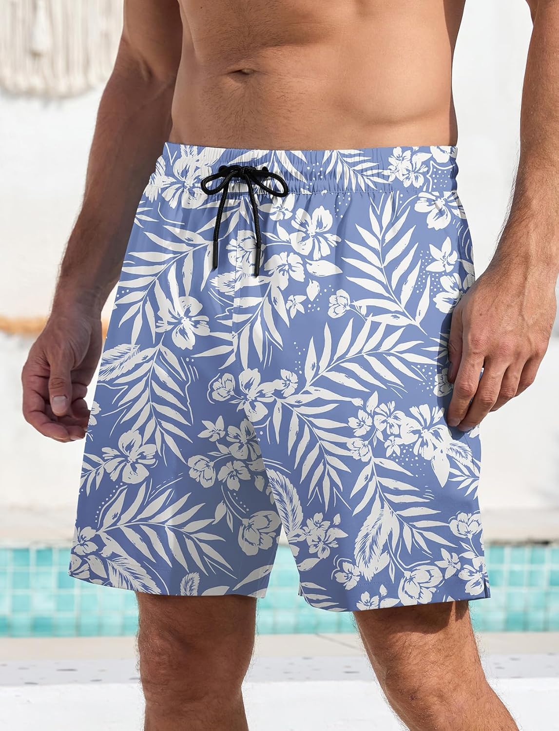 Men's Swim Trunk Hawaiian Mesh Lining Swimsuits Beach Shorts with Pockets - Picture 132 of 138