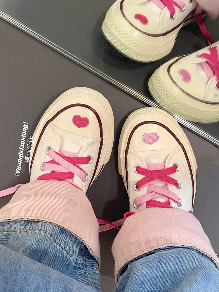 Warrior pink high top canvas shoes for women's summer thin and versatile student