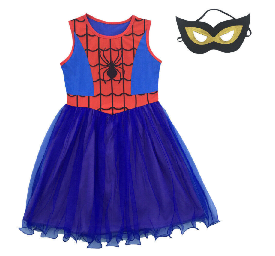 Girls Kids Spidergirl Costume Fancy Dress Up Superhero Spider-man Mask CosplayUK - Picture 20 of 20