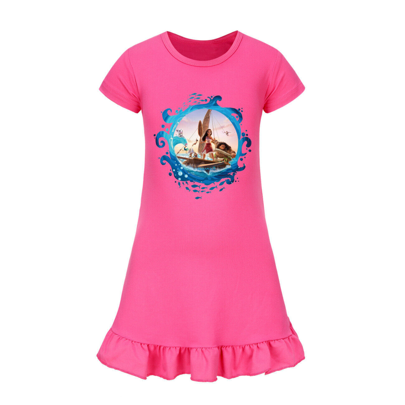 Kids Girls Moana Sleepwear Dress Kids Pyjamas Nightdress Nightwear Pjs 2-11 Year - Picture 26 of 61
