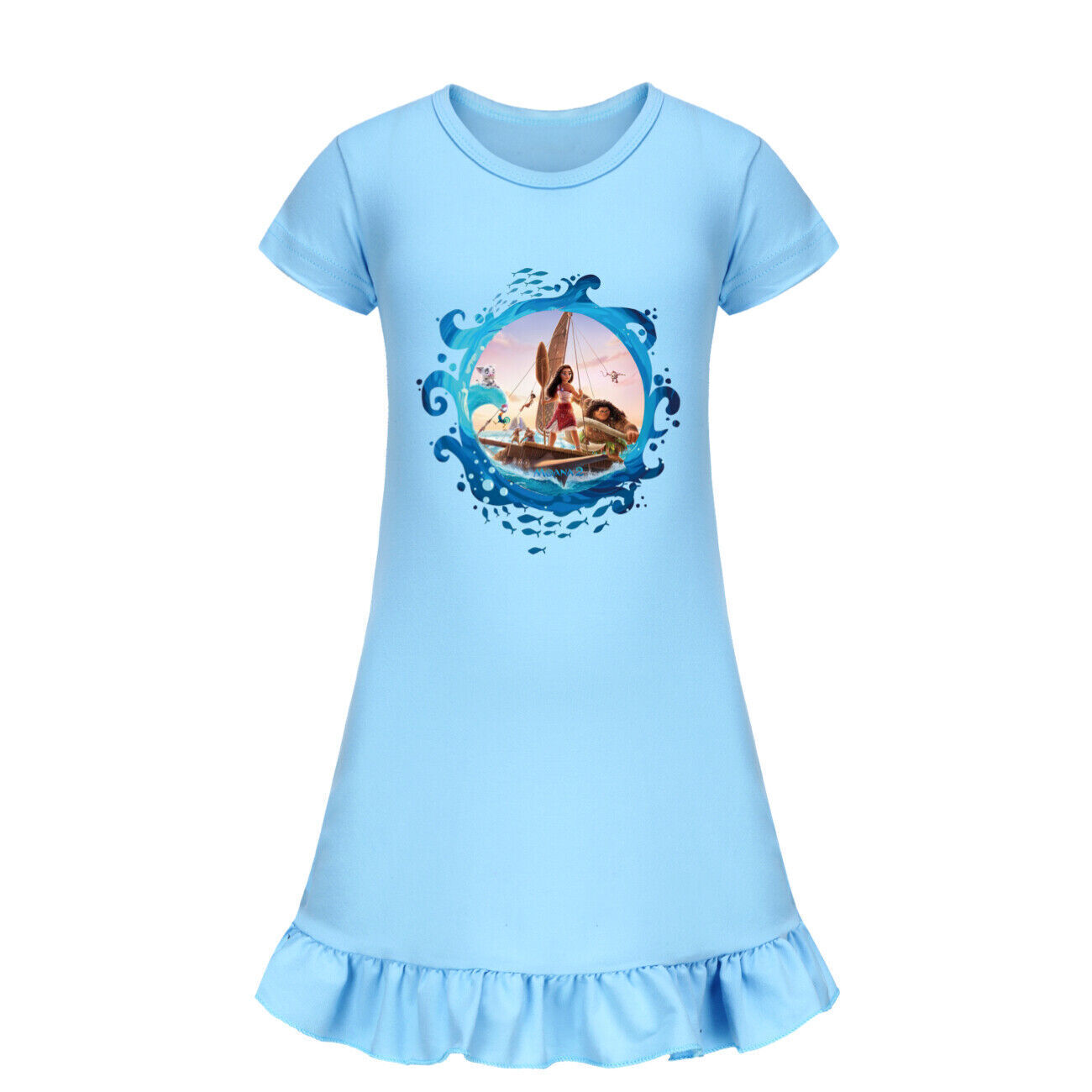 Kids Girls Moana Sleepwear Dress Kids Pyjamas Nightdress Nightwear Pjs 2-11 Year - Picture 27 of 61