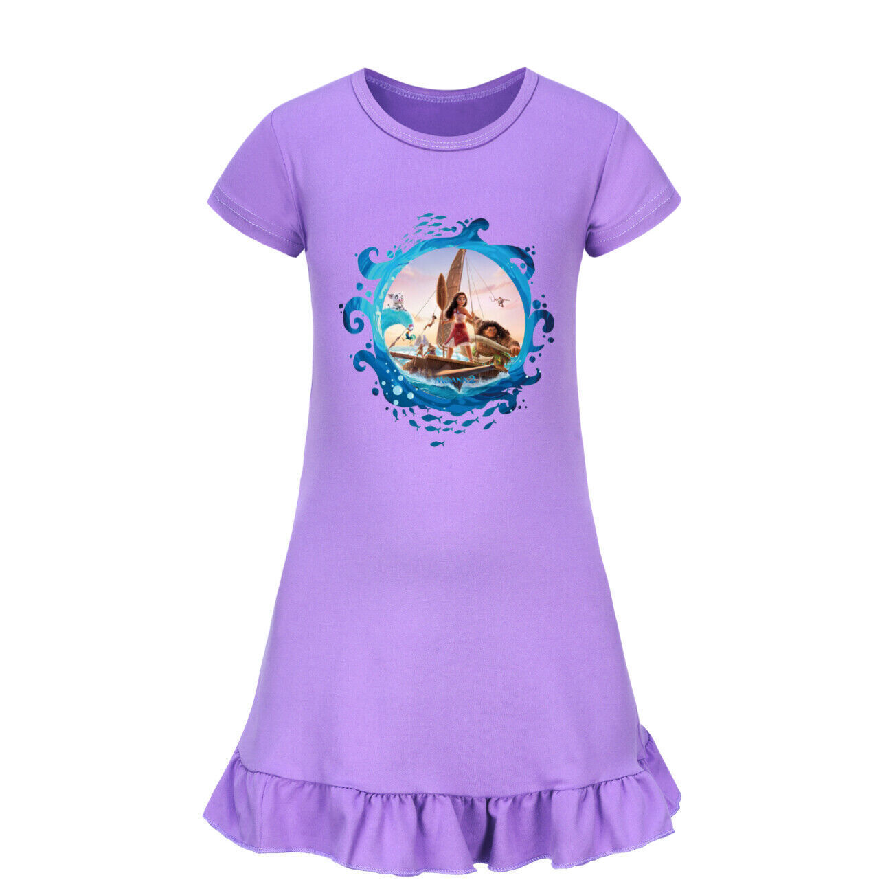 Kids Girls Moana Sleepwear Dress Kids Pyjamas Nightdress Nightwear Pjs 2-11 Year - Picture 28 of 61