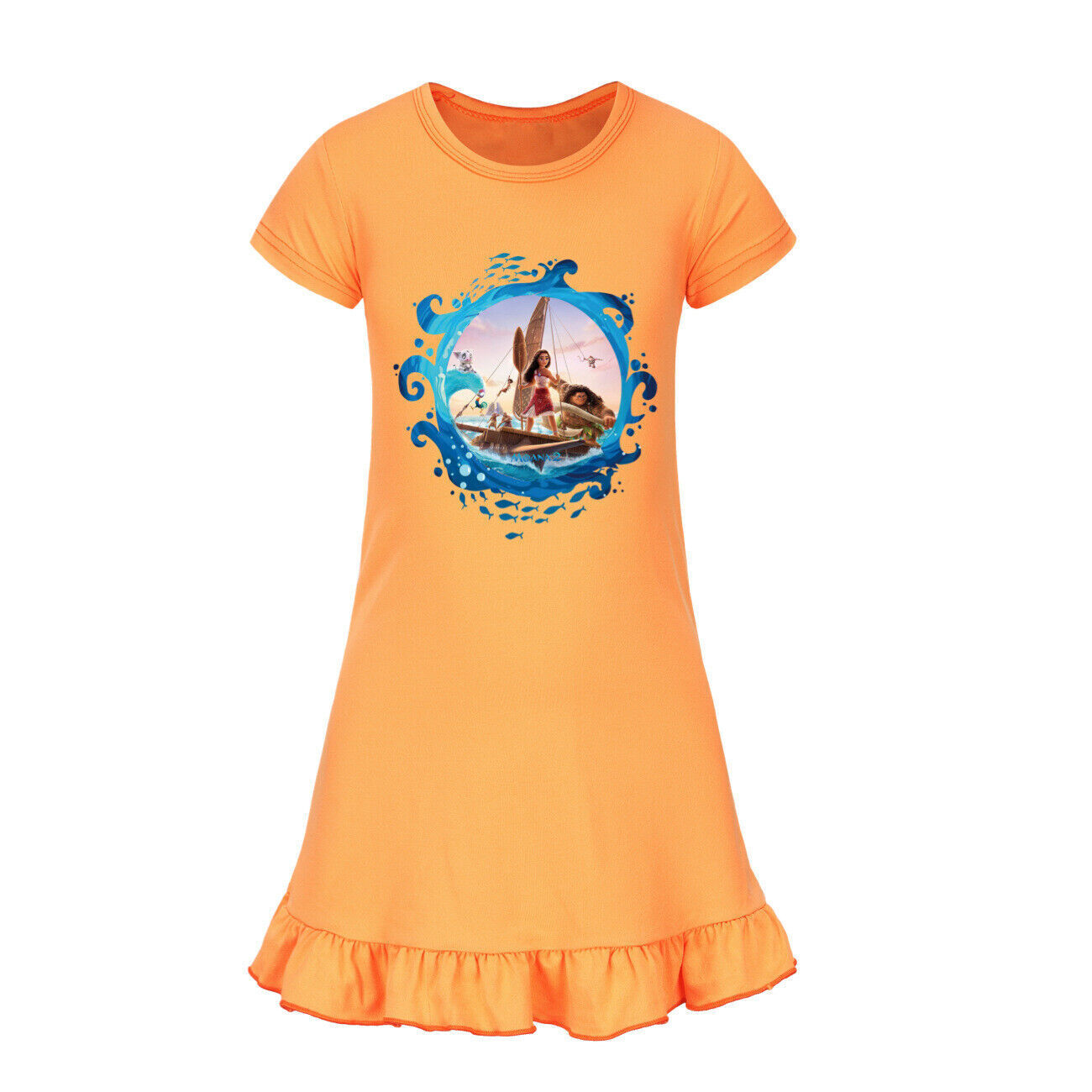Kids Girls Moana Sleepwear Dress Kids Pyjamas Nightdress Nightwear Pjs 2-11 Year - Picture 29 of 61