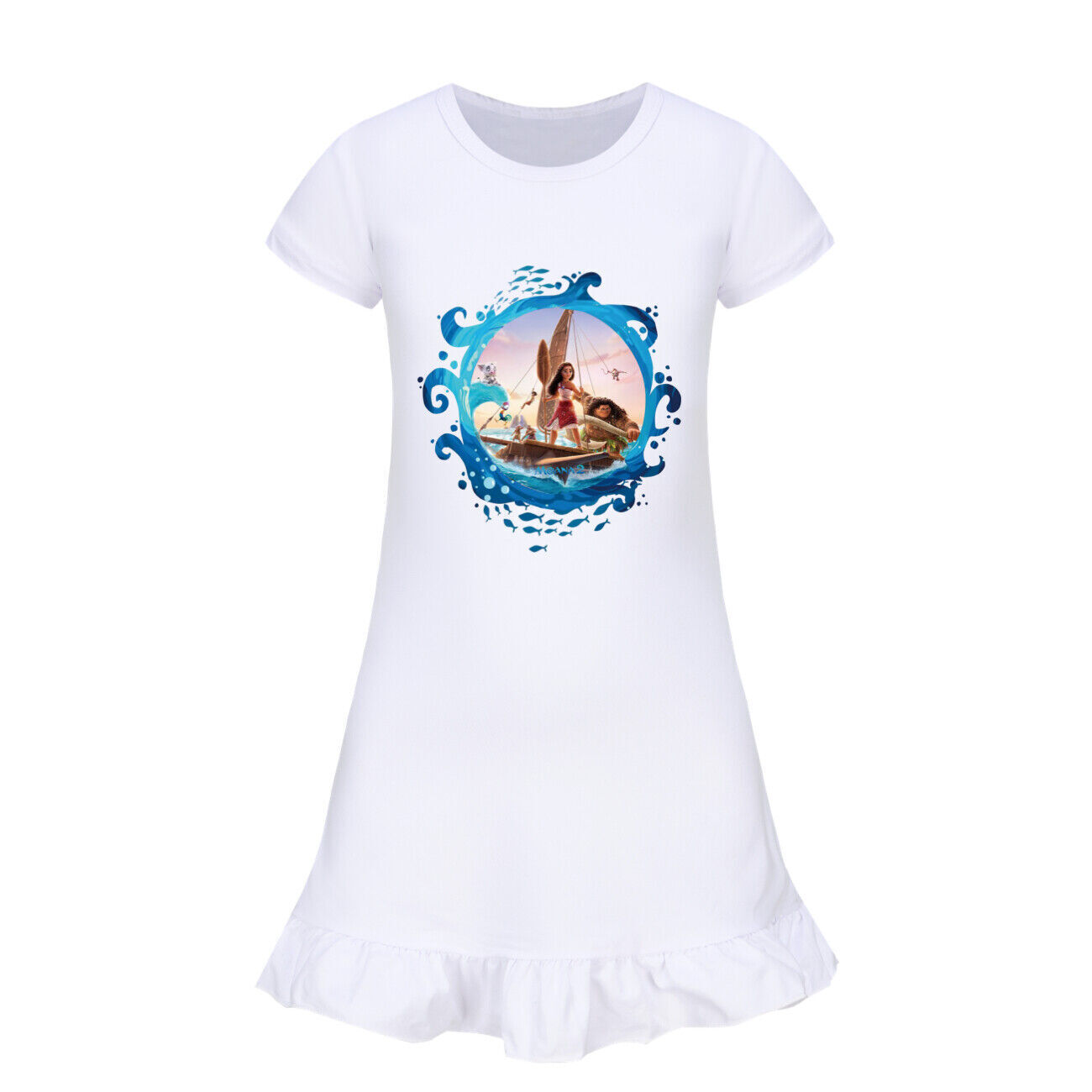 Kids Girls Moana Sleepwear Dress Kids Pyjamas Nightdress Nightwear Pjs 2-11 Year - Picture 32 of 61